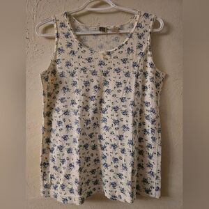 Northwest Blue Cream and Blue Floral Tank Top